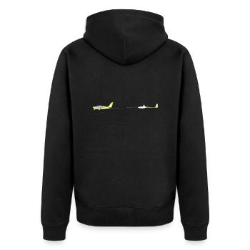 Aircraft towing motor aircraft glider - Unisex Premium Organic Zip Hoodie - black - Back - Nico (187cm)