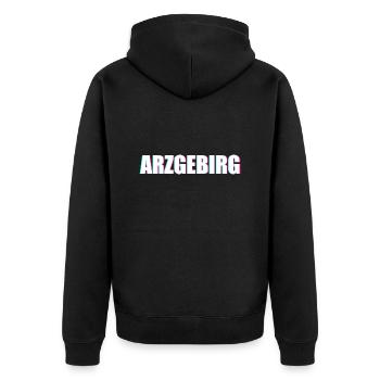Arzgebirg Neon - Unisex Premium Bio Zip Hoodie - Schwarz - Hinten - Nico (187cm)