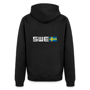 Schweden - Unisex Premium Bio Zip Hoodie - Schwarz - Hinten - Nico (187cm)