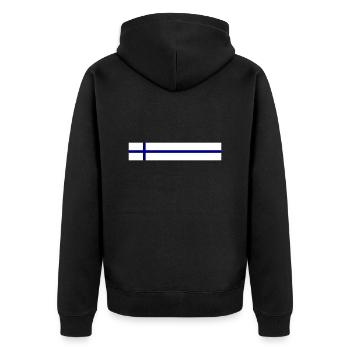 Finnland Fahne - Unisex Premium Bio Zip Hoodie - Schwarz - Hinten - Nico (187cm)