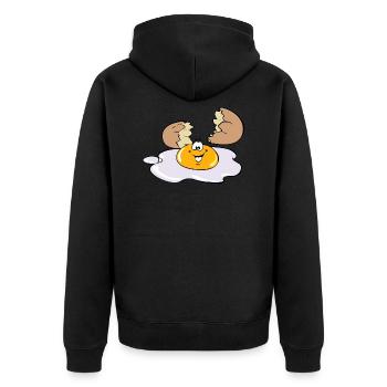 Fried Egg Egg - Unisex Premium Organic Zip Hoodie - black - Back - Nico (187cm)