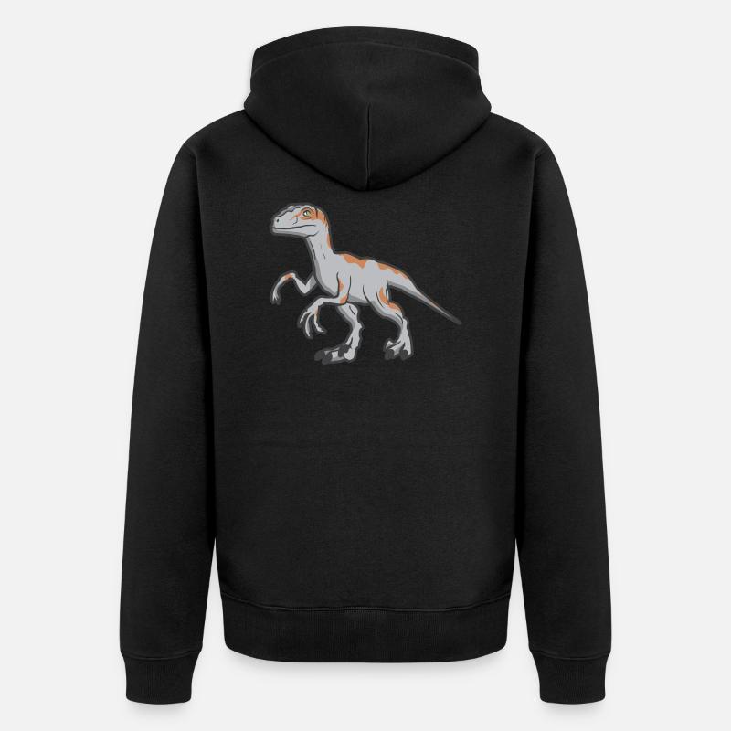Cadeau dinosaure Velociraptor Raptor Dino - Veste à capuche bio Premium Unisexe - noir