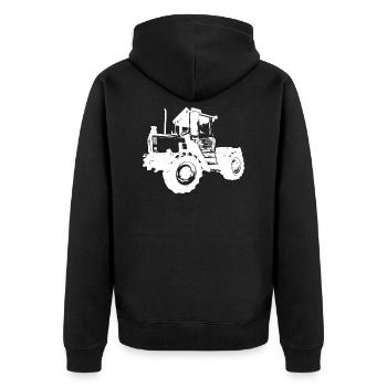 mb trac - Unisex Premium Bio Zip Hoodie - Schwarz - Hinten - Nico (187cm)