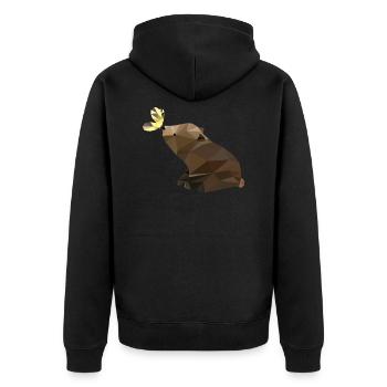 Bear with butterfly, baby bear, sweet - Unisex Premium Organic Zip Hoodie - black - Back - Nico (187cm)