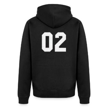 Classic Vintage Baseball Sport Jersey Number 02 - Unisex Premium Bio Zip Hoodie - Schwarz - Hinten - Nico (187cm)