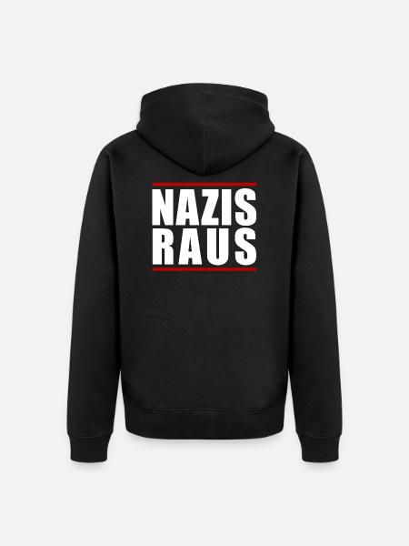 NAZIS RAUS - Unisex Premium Bio Zip Hoodie - Schwarz