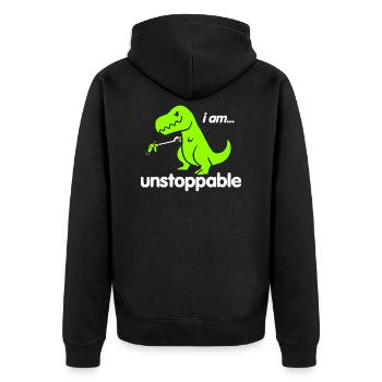 funny dino animals saying kids birthday - Unisex Premium Organic Zip Hoodie - black - Back - Nico (187cm)