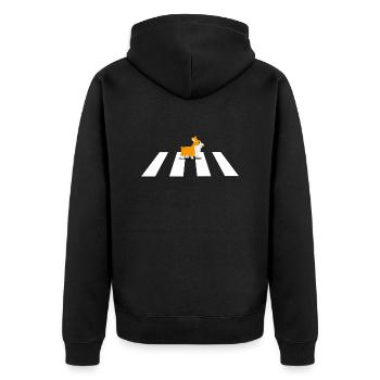 Chien Corgi franchit le passage clouté - Veste à capuche bio Premium Unisexe - noir - Dos - Nico (187cm)