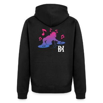 DJ Neonlights - Unisex Premium Bio Zip Hoodie - Schwarz - Hinten - Nico (187cm)