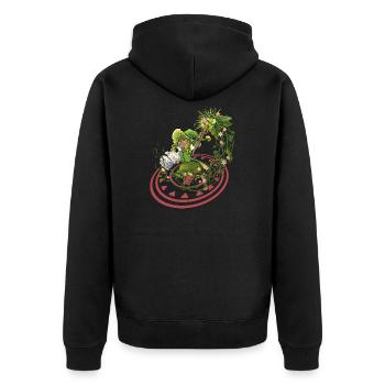 Kleine Hexe - FLOWER - Unisex Premium Bio Zip Hoodie - Schwarz - Hinten - Nico (187cm)