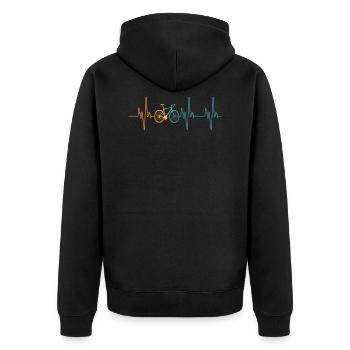 Fahrrad Rennrad Herzschlag Bmx Vintage - Unisex Premium Bio Zip Hoodie - Schwarz - Hinten - Nico (187cm)
