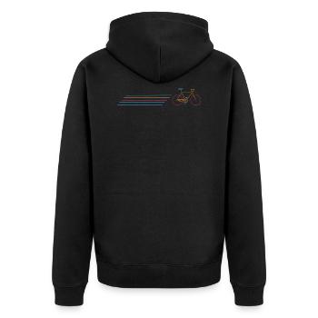 Fancy Neon Fahrrad Streifen - Unisex Premium Bio Zip Hoodie - Schwarz - Hinten - Nico (187cm)