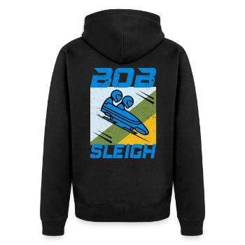 Bob Bobfahren Bobfahren Wintersport - Unisex Premium Bio Zip Hoodie - Schwarz - Hinten - Nico (187cm)