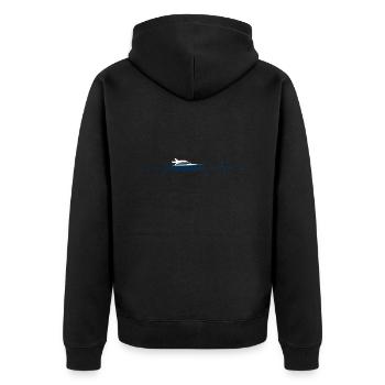 Herzschlag Boot Sportboot Geschenk - Unisex Premium Bio Zip Hoodie - Schwarz - Hinten - Nico (187cm)