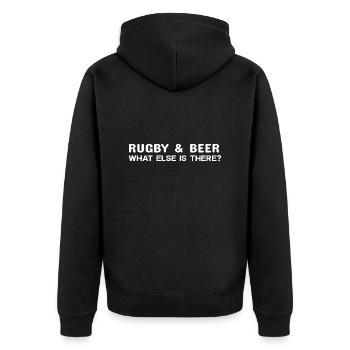 Rugby & Beer qu’y a-t-il d’autre ici? - Veste à capuche bio Premium Unisexe - noir - Dos - Nico (187cm)