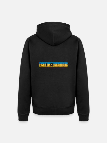 fight like ukrainians Zitat - Unisex Premium Bio Zip Hoodie - Schwarz