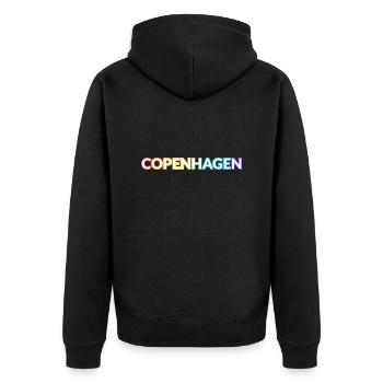 Copenhague gay - Veste à capuche bio Premium Unisexe - noir - Dos - Nico (187cm)