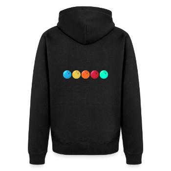 bowling bowlingteamkleidung strike bowlingbahn - Unisex Premium Bio Zip Hoodie - Schwarz - Hinten - Nico (187cm)