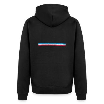 Unterstrich Flag France - Unisex Premium Bio Zip Hoodie - Schwarz - Hinten - Nico (187cm)
