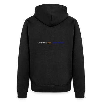 Hello World! Bash - Unisex Premium Bio Zip Hoodie - Schwarz - Hinten - Nico (187cm)