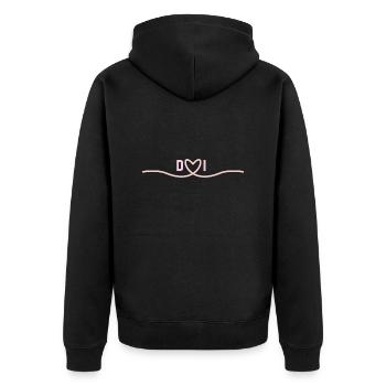 Liebe von D&I - Unisex Premium Bio Zip Hoodie - Schwarz - Hinten - Nico (187cm)