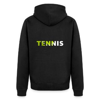 Tennis-originelle Geschenkidee - Unisex Premium Bio Zip Hoodie - Schwarz - Hinten - Nico (187cm)