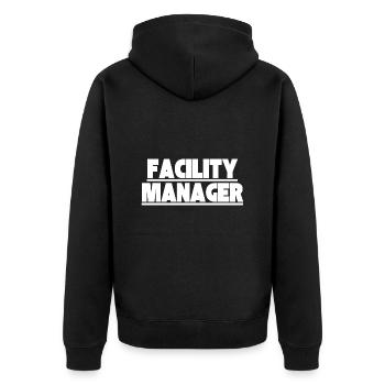 Facility Manager In-house technician Caretaker - Unisex Premium Organic Zip Hoodie - black - Back - Nico (187cm)