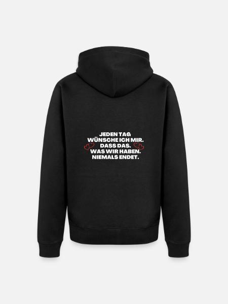 Ich liebe dich Lieblingsmensch - Unisex Premium Bio Zip Hoodie - Schwarz