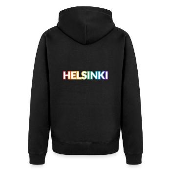 Gay Pride d’Helsinki Finlande LGBTQ - Veste à capuche bio Premium Unisexe - noir - Dos - Nico (187cm)