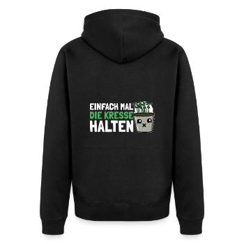 Einfach Mal die Kresse Halten Gartenlust Gärtner - Unisex Premium Bio Zip Hoodie - Schwarz - Hinten - Nico (187cm)