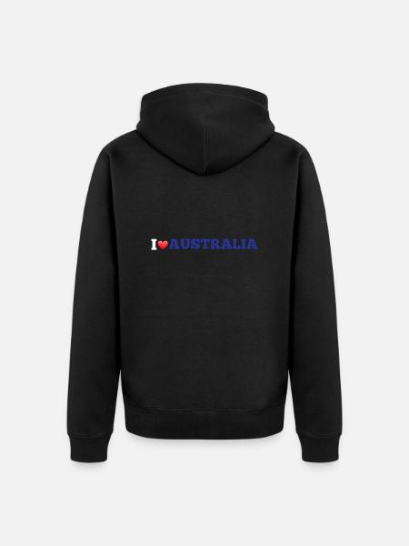 I Love Australia - Unisex Premium Organic Zip Hoodie - black