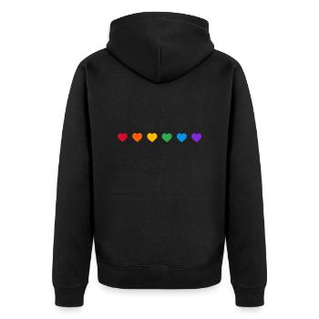 Rainbow Hearts LGBTQ Pride - Unisex Premium Organic Zip Hoodie - black - Back - Nico (187cm)