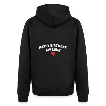 Joyeux anniversaire mon amour - Veste à capuche bio Premium Unisexe - noir - Dos - Nico (187cm)