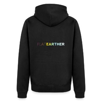 FLAT EARTHER - The Earth is a disc - Unisex Premium Organic Zip Hoodie - black - Back - Nico (187cm)