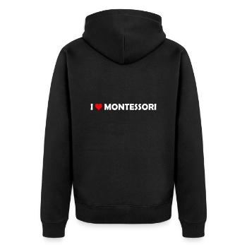 I love Montessori Pédagogie - Maria Montessori - Veste à capuche bio Premium Unisexe - noir - Dos - Nico (187cm)