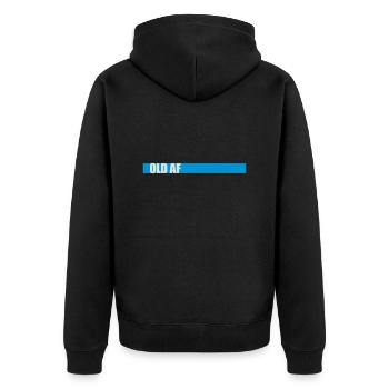 old AF Text Logo - Unisex Premium Bio Zip Hoodie - Schwarz - Hinten - Nico (187cm)