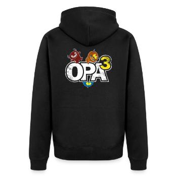 Paparmotiv > Opa hoch drei Opa³ > Opa des Jahres - Unisex Premium Bio Zip Hoodie - Schwarz - Hinten - Nico (187cm)