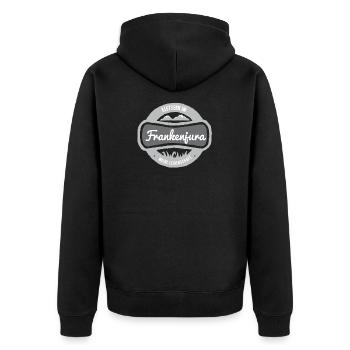 Klettern im Frankenjura meine Leidenschaft - Unisex Premium Bio Zip Hoodie - Schwarz - Hinten - Nico (187cm)