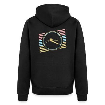 Rudern - Unisex Premium Bio Zip Hoodie - Schwarz - Hinten - Nico (187cm)