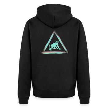 Affe - Unisex Premium Bio Zip Hoodie - Schwarz - Hinten - Nico (187cm)