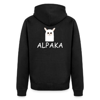 Alpaca Head Alpaca Alpaca - Unisex Premium Organic Zip Hoodie - black - Back - Nico (187cm)