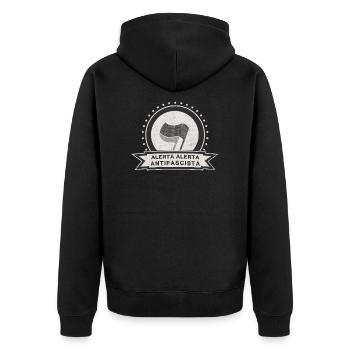 ANTIFA - Unisex Premium Bio Zip Hoodie - Schwarz - Hinten - Nico (187cm)