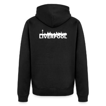 Idée Cadeau Skyline Liverpool Angleterre Royaume-Uni - Veste à capuche bio Premium Unisexe - noir - Dos - Nico (187cm)