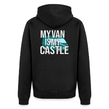 My Van Is My Castle - Unisex Premium Organic Zip Hoodie - black - Back - Nico (187cm)
