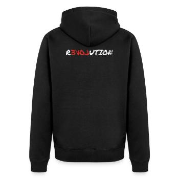 Revolution - Unisex Premium Bio Zip Hoodie - Schwarz - Hinten - Nico (187cm)