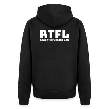 Read the fucking law Anwalt Beruf Spruch Geschenk - Unisex Premium Bio Zip Hoodie - Schwarz - Hinten - Nico (187cm)