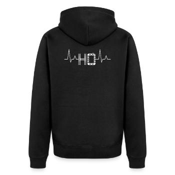 Spur H0 Modellbahn Herzschlag - Unisex Premium Bio Zip Hoodie - Schwarz - Hinten - Nico (187cm)