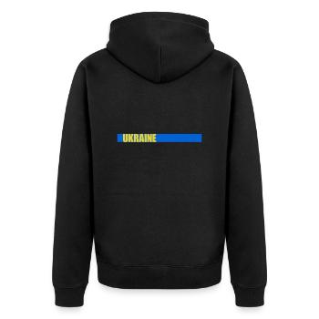 Balken Ukraine Heimatland - Unisex Premium Bio Zip Hoodie - Schwarz - Hinten - Nico (187cm)