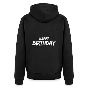 Happy Birthday - Unisex Premium Bio Zip Hoodie - Schwarz - Hinten - Nico (187cm)