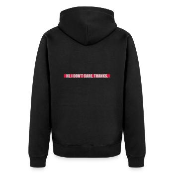 Hi I don't care - Unisex Premium Organic Zip Hoodie - black - Back - Nico (187cm)